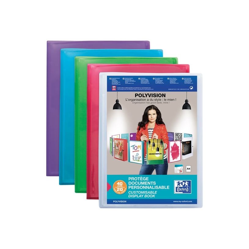 Polyvision - Porte vues personnalisable - 40 vues - A4 - disponible dans différentes couleurs translucides