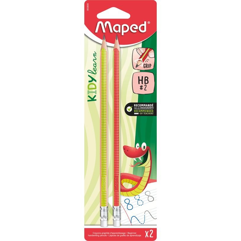 Kidy'Learn - 2 Crayons graphite Blackpep's triangulaire HB - embout gomme